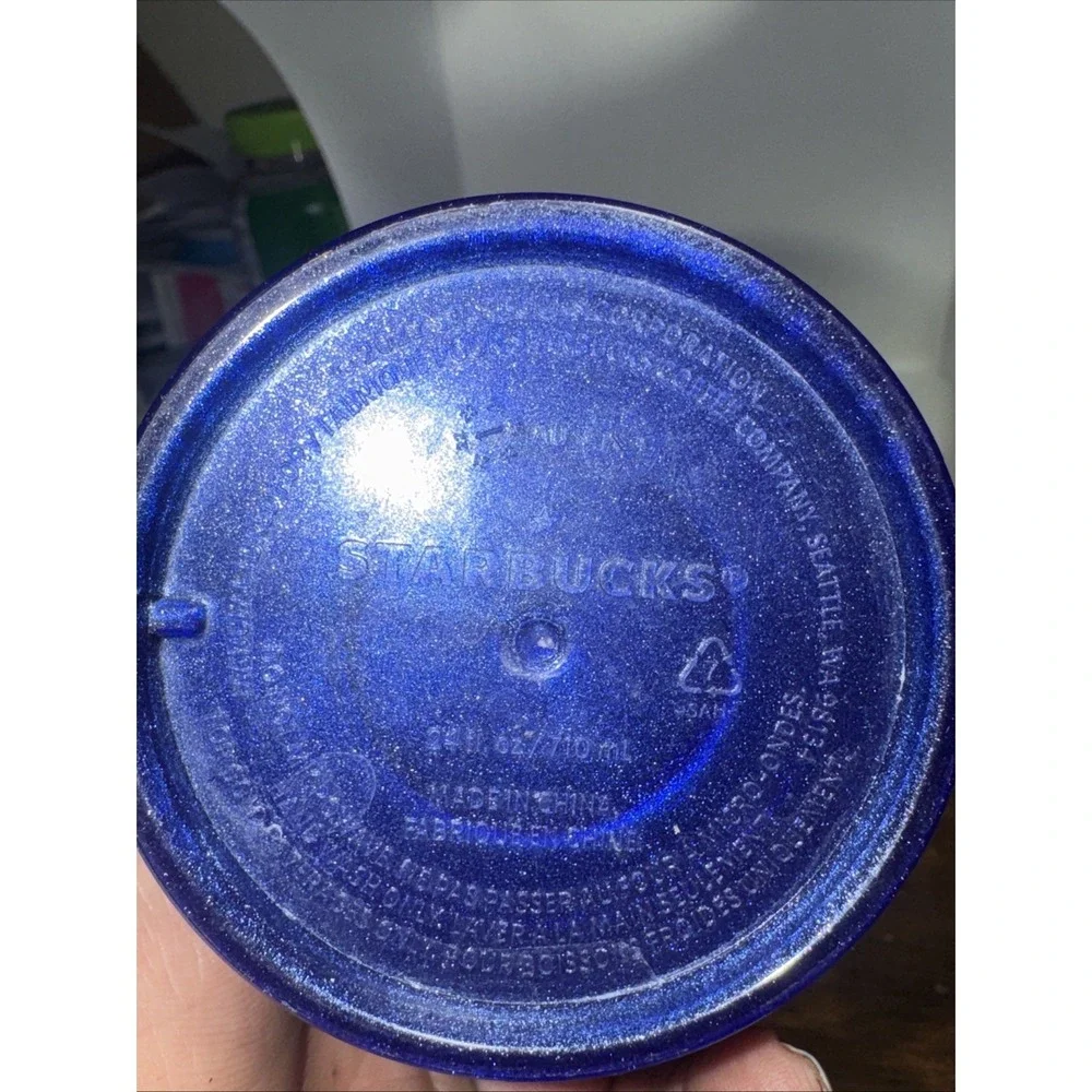 New Starbucks Tumbler Blueberry Glitter Grid 24oz Venti‎ Cup Cobalt
